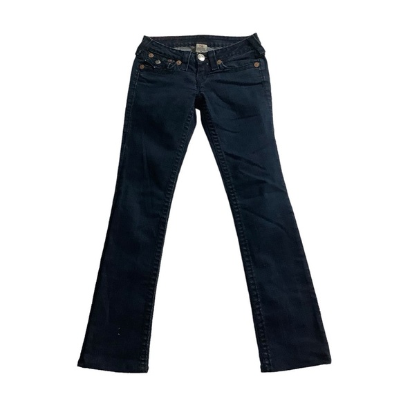 True Religion Billy Low Rise Super T Straight Jeans Size 26 Dark Wash - Picture 1 of 11